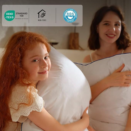 BHZ King Size Pillows Set of 4 Feather Down Hotel My King Pillows Bed Goose Pillow Luxury 4 Pack Pillow for Sleeping Side Sleepers Soft Support Gifts