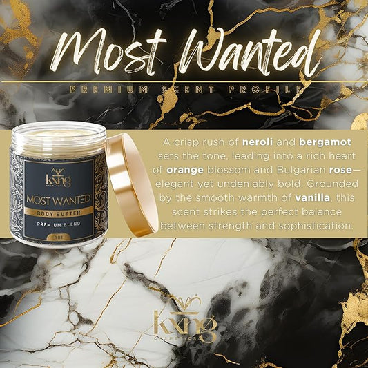KXNG Cosmetics, Body Butter, Organic Skin Care for Men and Women, Body Moisturizer Lotions and Creams, Raw Shea Butter, Cocoa Butter, Mango, Coconut Oil, Hand, Foot, All Skin Types (Most Wanted)