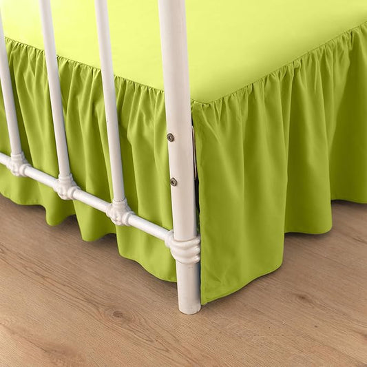 Bed Skirt Queen Size Ruffled Bed Skirt with Split Corners, 18 Inch Drop Dust Ruffle Bed Skirts with Platform, Gathered Style, 100% Microfiber, Lime