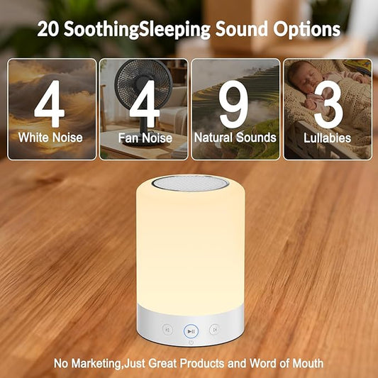 Kipcush Night Light White Noise Sound Machine, Max 8H Timer, 20 Soothing Sleep Sounds. Portable Design for Bedroom, Office, Nursery, Travel, Up to 8 Hours Battery Life
