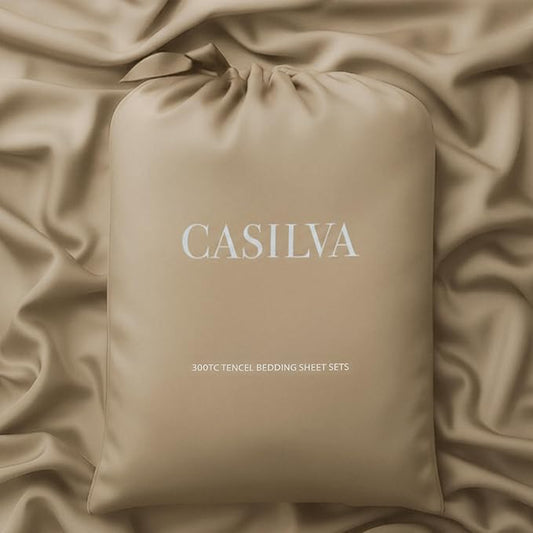 CASILVA Eucalyptus Sheets - Infused with Silver for Anti-Odor, Softer Than Silk Fibers, More Cooling Than Cotton - Perfect for Hot Sleepers & Sensitive Skin - 100% Tencel Lyocell - King Sheet Set